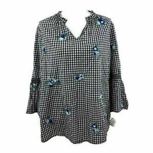 Charter Club Womens Long Sleeve Top Flared Plaid